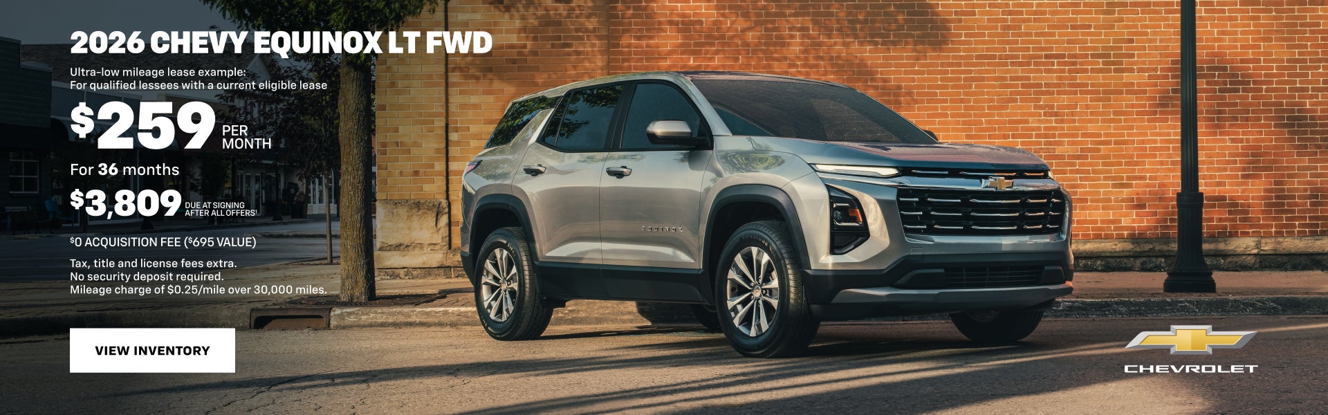 2026 Chevy Equinox LT FWD. Ultra-low mileage lease example: For qualified lessees with a current ...